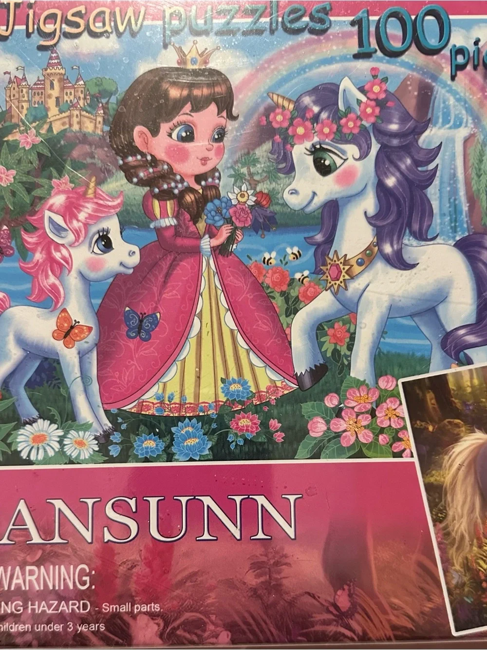 RANSUNN Princess & Unicorns 2-pack Jigsaw Puzzles 100 Piece Kids